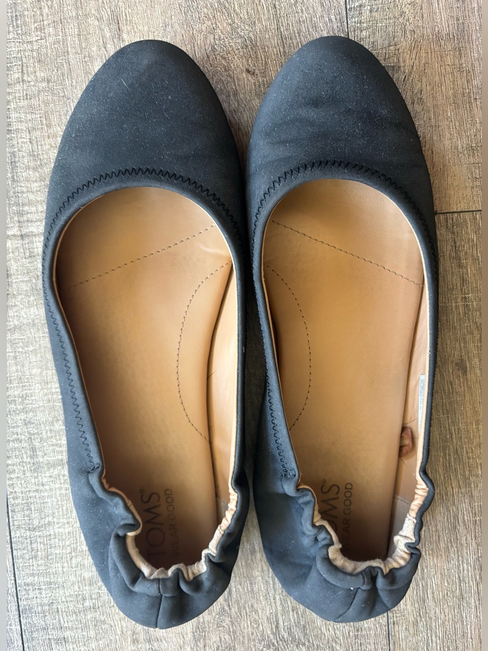 TOMS Women's Size 8.5 Black Elastic-Back Ballet Flats